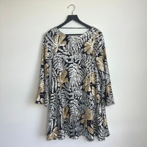 Badgley Mischka Black and Gold Long Sleeve Dress